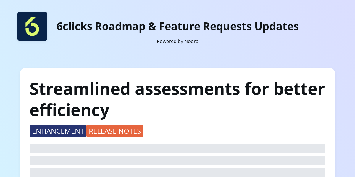 Streamlined assessments for better efficiency | 6clicks Roadmap ...