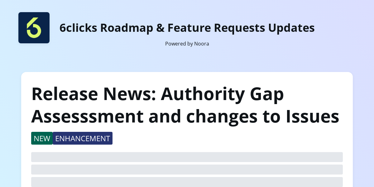 Release News: Authority Gap Assesssment and changes to Issues | 6clicks ...