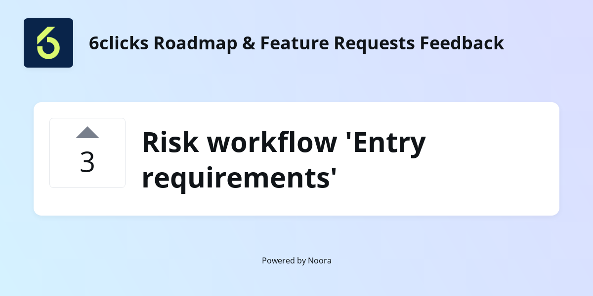 Risk workflow 'Entry requirements' | Feature Requests | 6clicks Roadmap ...